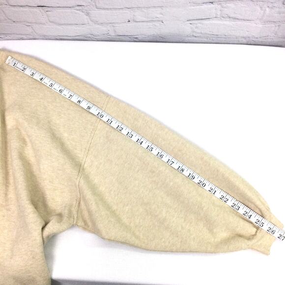 Forever 21 Drop Shoulder Boxy Oversized High Low Crew Neck Tan Pullover Sz S - Picture 11 of 12